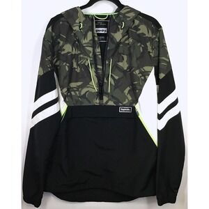 Superdry Jared Overhead XL Camo 1/4 Zip Hooded Anorak Windbreaker‎ Jacket Black